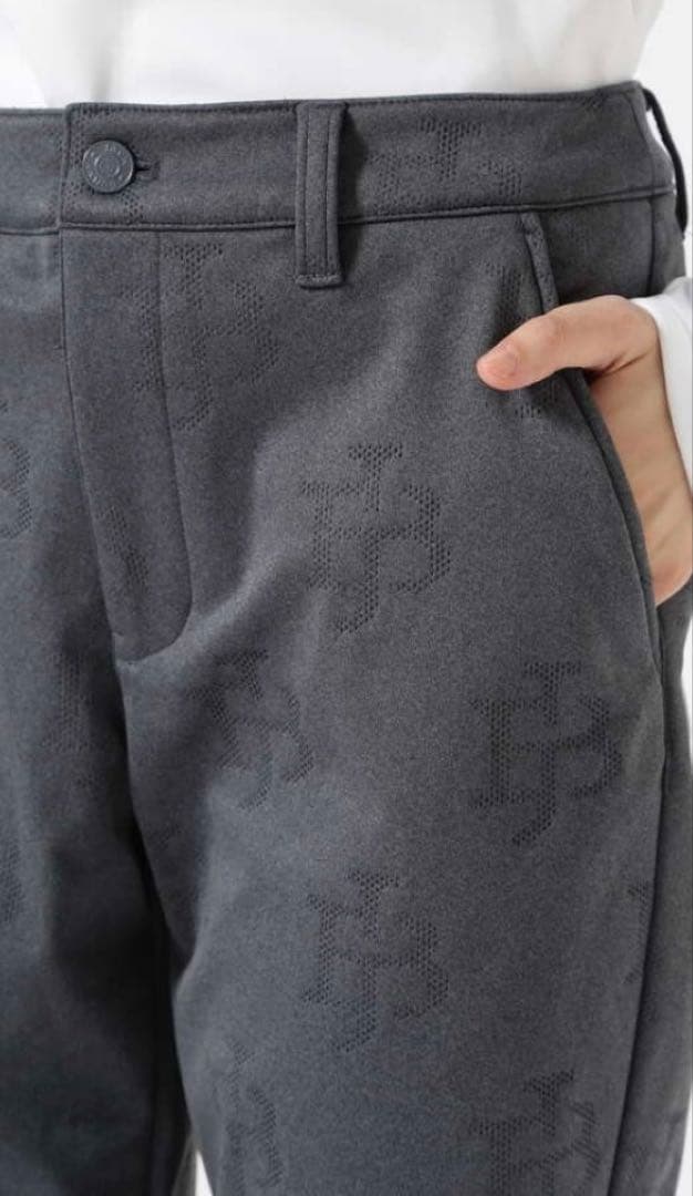 新品 ジャックバニー ピンソニック裏フリース 防風テーパードパンツ(5)Lグレー