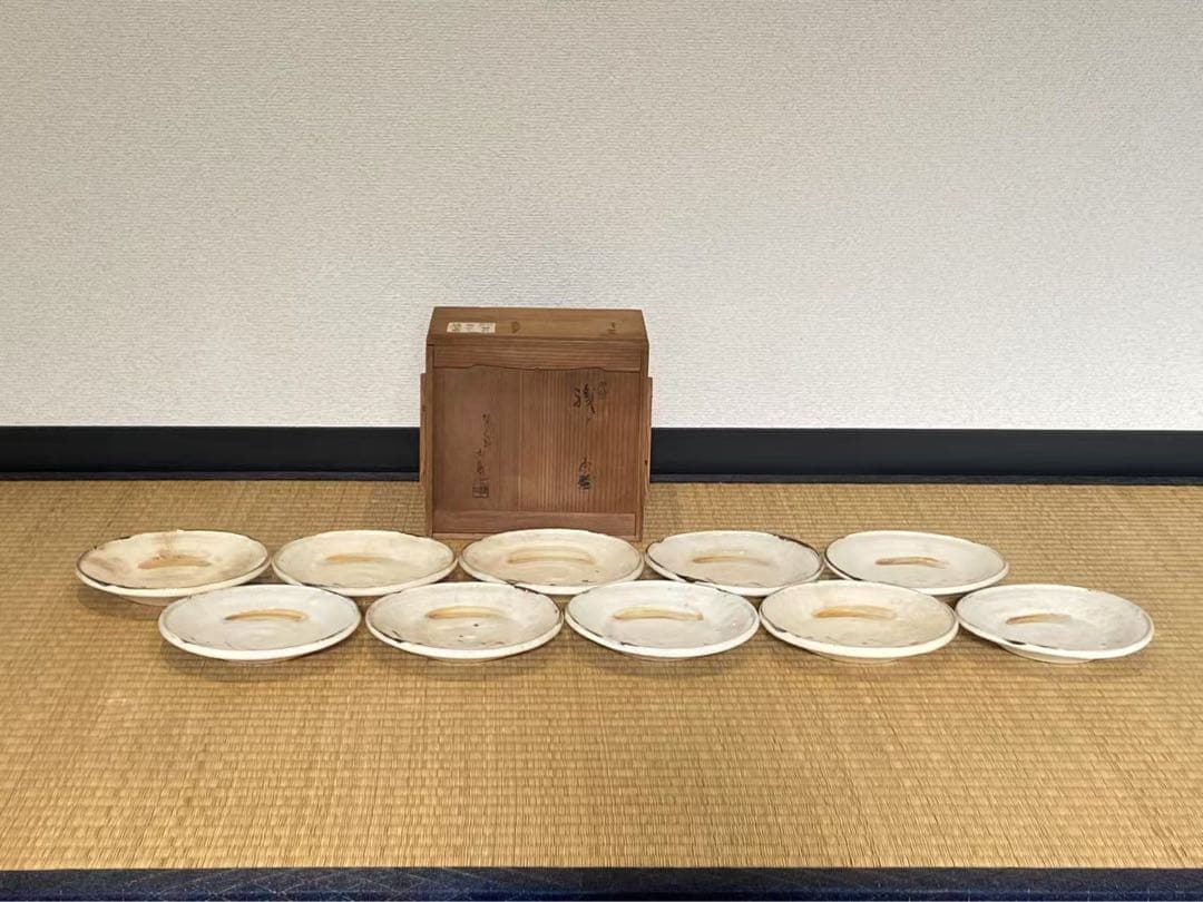 加藤作助(景正二十五世) 作 志野 絵付皿 向付 10客 名工 懐石料理道具