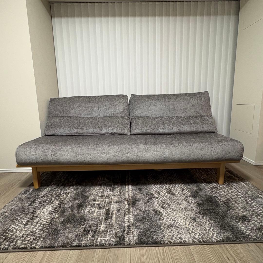 ナガノインテリア グレーソファ 3人掛けソファ　ハードメープル　飛騨産業