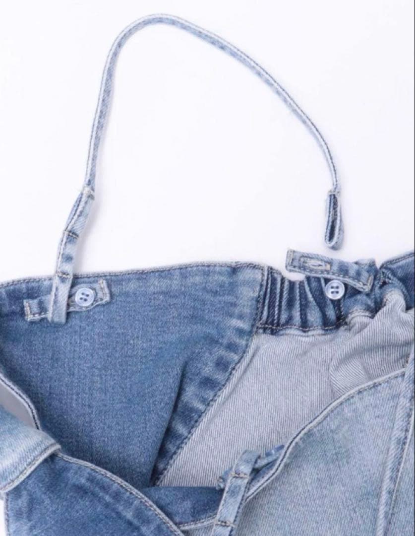 GYDA BACKリボンデニムロンパース ライトブルー