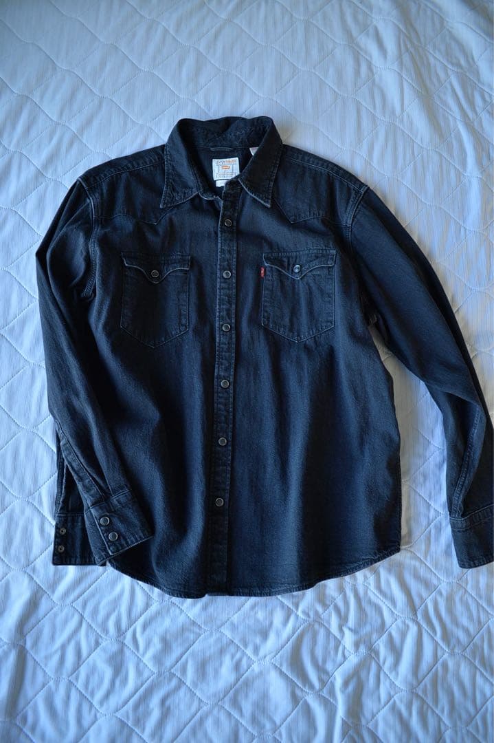 k2106Levi's バーストゥ ウエスタンシャツ ブラックデニム XL