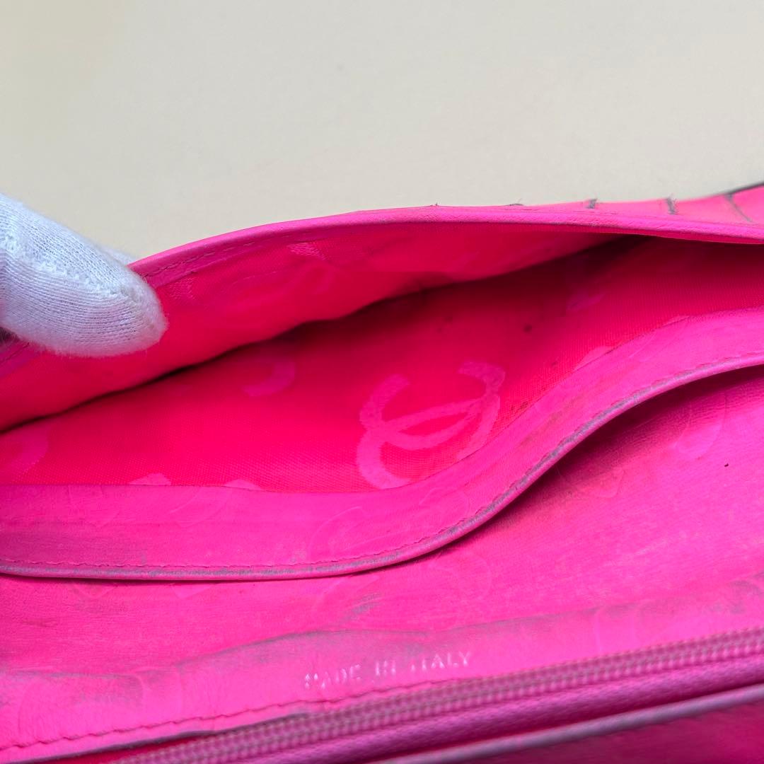 CHANEL カンボンライン 長財布 ピンク×ホワイト 正規品 シリアルあり