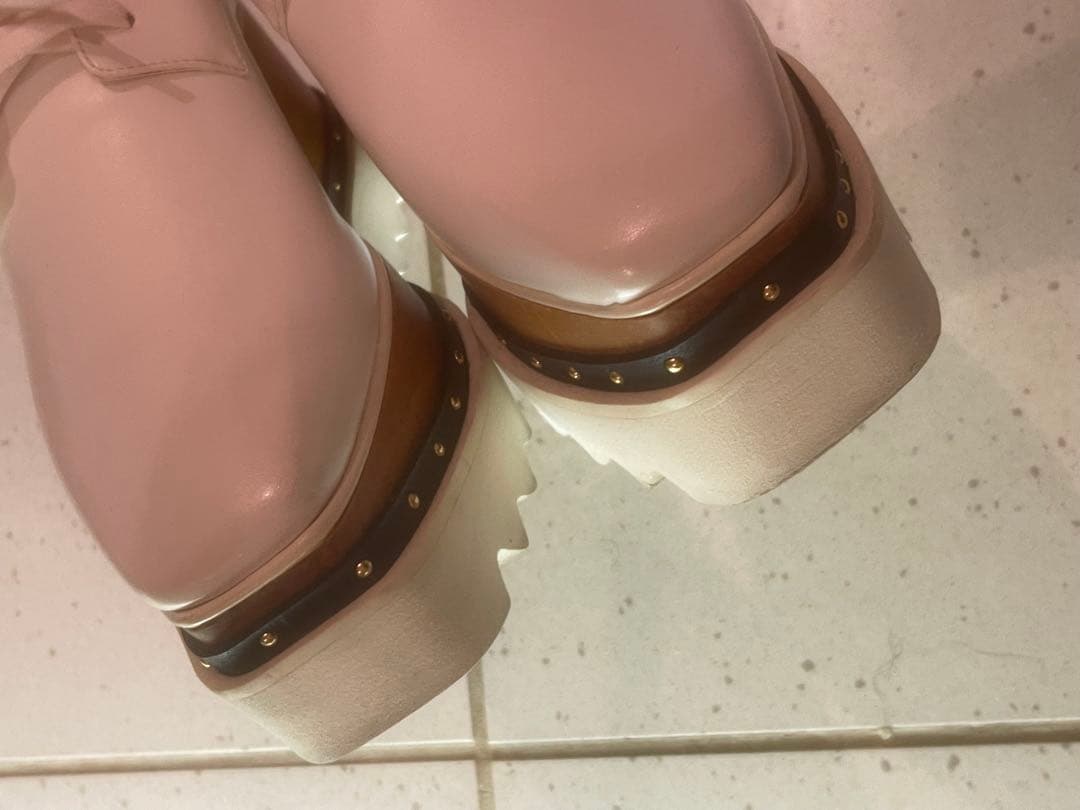 ステラマッカートニーホワイト 厚底レースアップシューズ