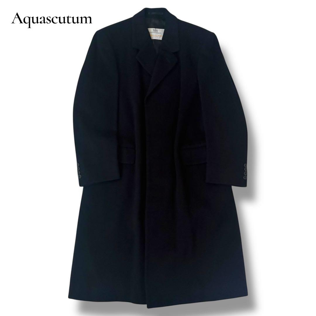 【英国製】Aquascutum ネイビー ピュアウール チェスターコート
