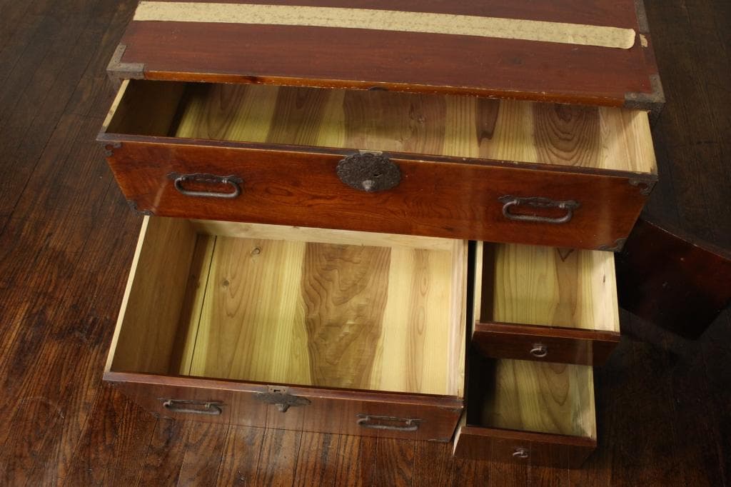 欅材！庄内箪笥・4杯！ 時代箪笥和家具古道具古家具古民藝和モダンローボード古布