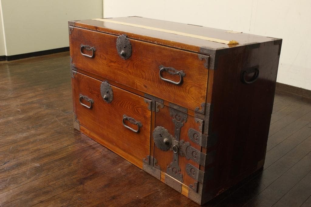 欅材！庄内箪笥・4杯！ 時代箪笥和家具古道具古家具古民藝和モダンローボード古布