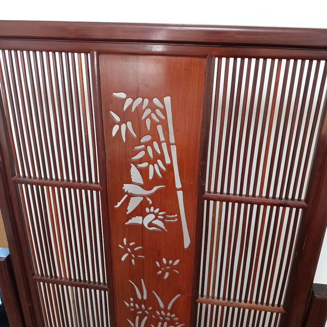 透かし彫り 唐木 衝立 ついたて インテリア アンティーク 目隠し 仕切り板
