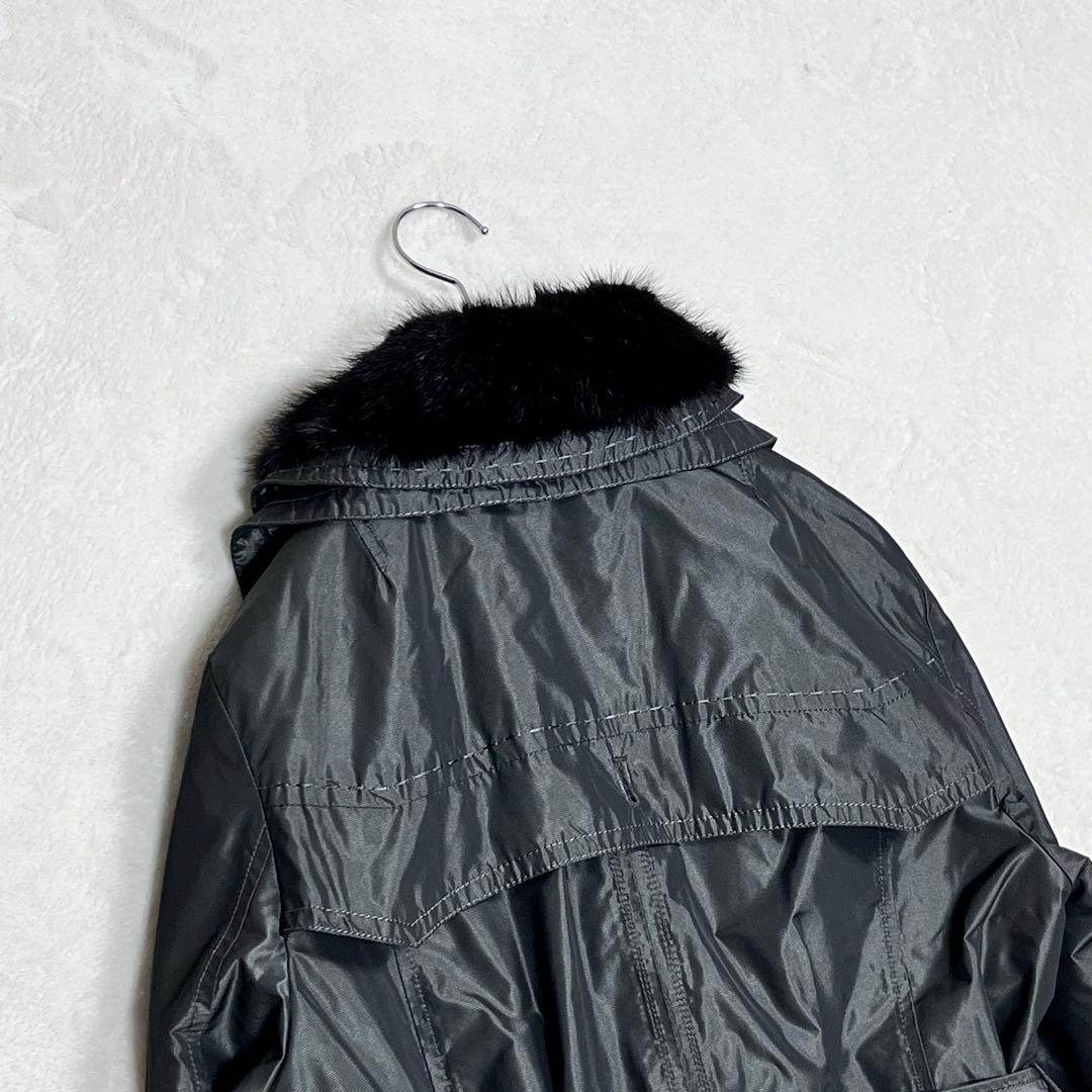 ミンク×レッキスファー トレンチコート メタル釦 ベルト ライナー脱着可