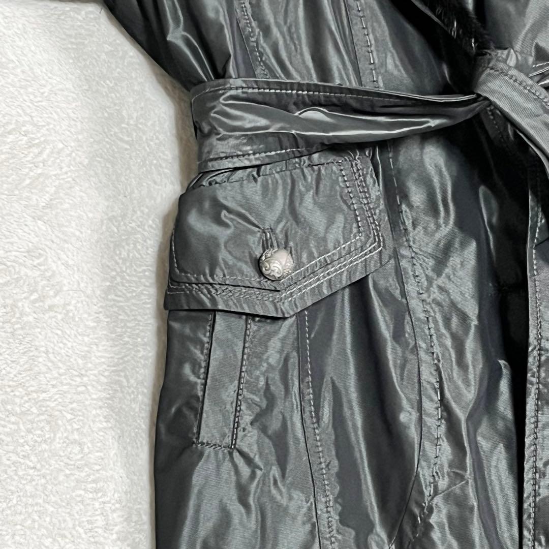 ミンク×レッキスファー トレンチコート メタル釦 ベルト ライナー脱着可