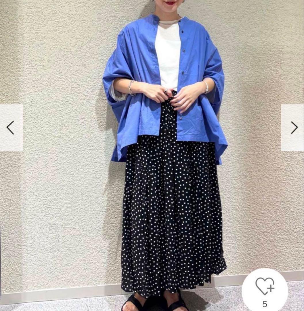 新品　今季　かぐれ　コットンスクエアポンチョシャツ 2025年春夏　ブルー　綿