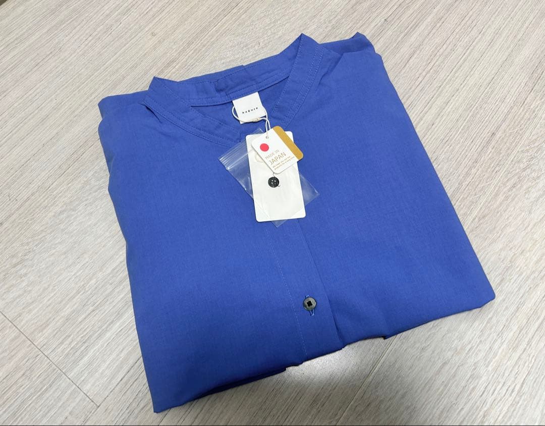 新品　今季　かぐれ　コットンスクエアポンチョシャツ 2025年春夏　ブルー　綿