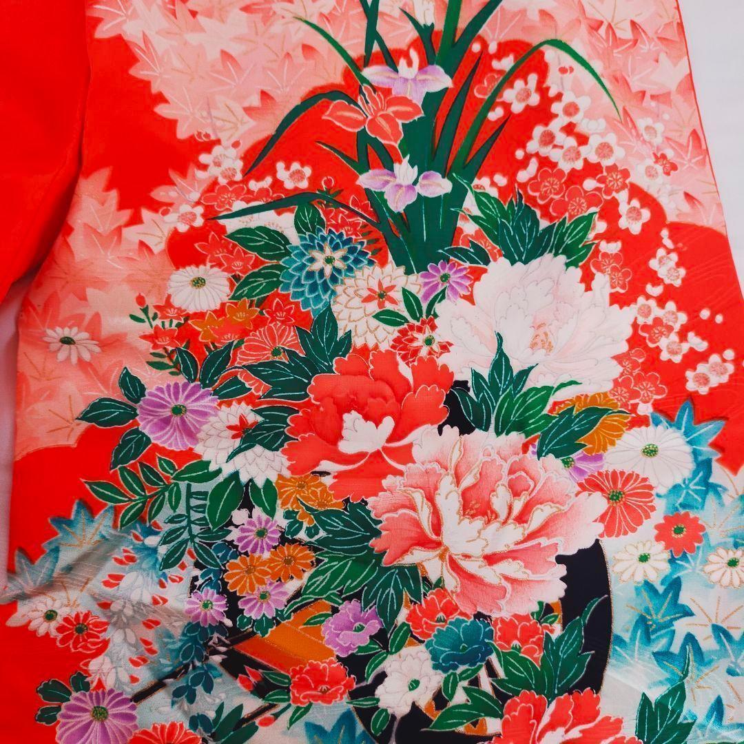 七五三 7歳 女の子 セット 正絹 昭和レトロ 金駒刺繍 牡丹 0706