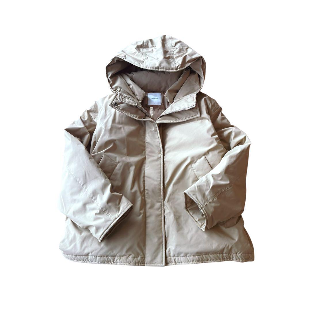 美品　スピックアンドスパン　24AW　撥水フーデッドダウンハーフコート　36