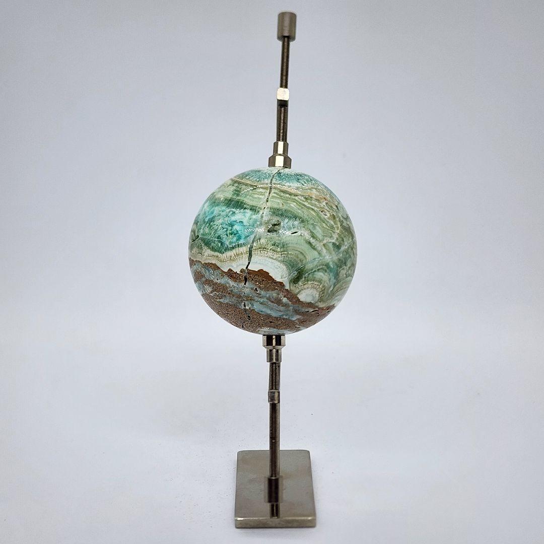 【天然石】ヘミモルファイト 地球儀台座付き 心の浄化と成長を促す癒しのエナジー