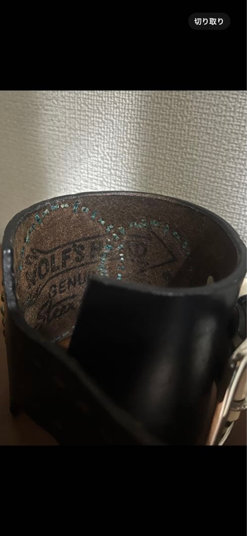 本物　WOLF'S HEAD サークルレザースタッズブレスレットウルフズヘッド