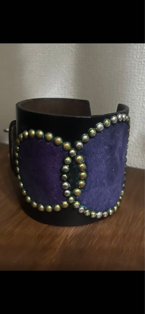 本物　WOLF'S HEAD サークルレザースタッズブレスレットウルフズヘッド