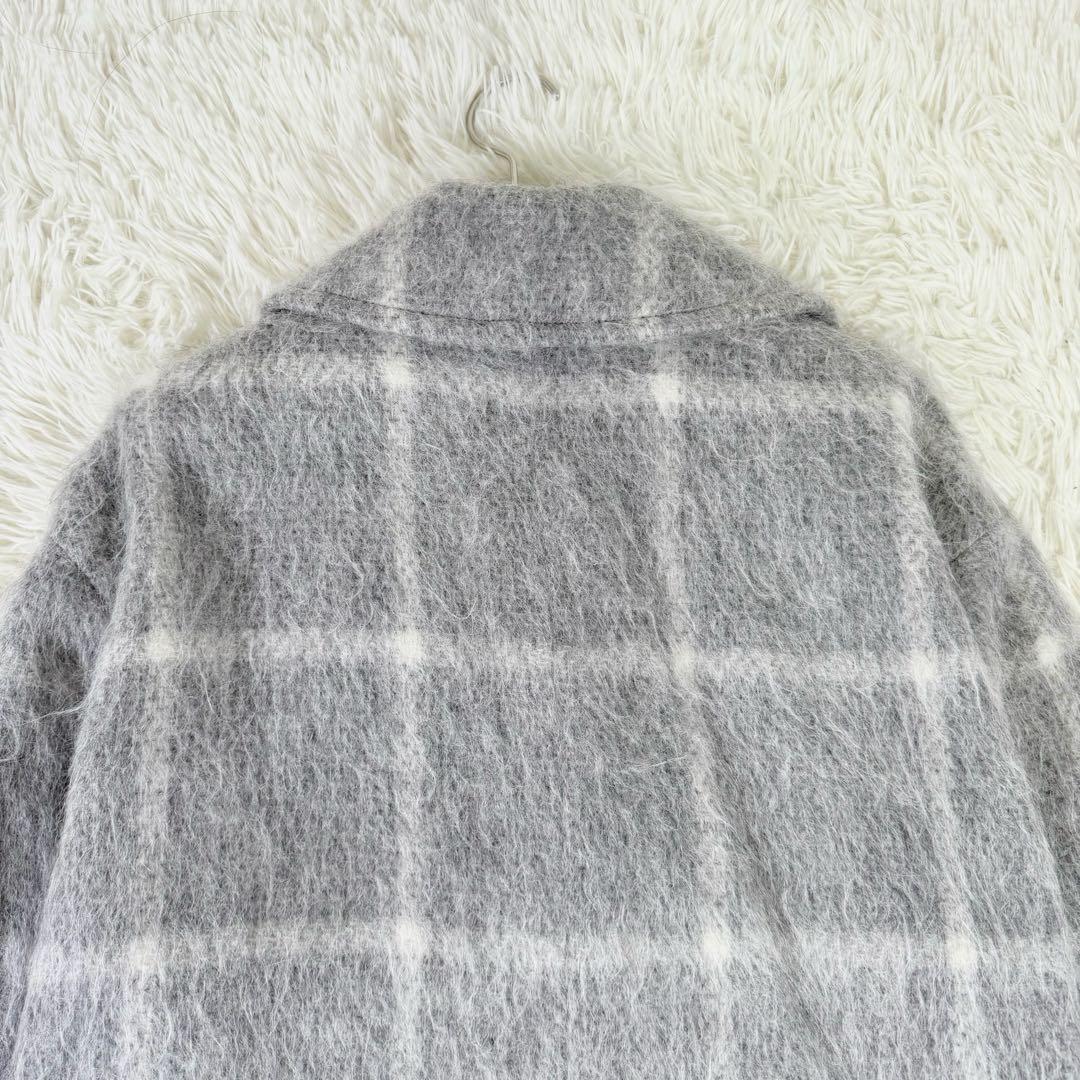美品✨ 23区 マンテコ生地 シャギーチェック ダブルチェスターコート　グレー