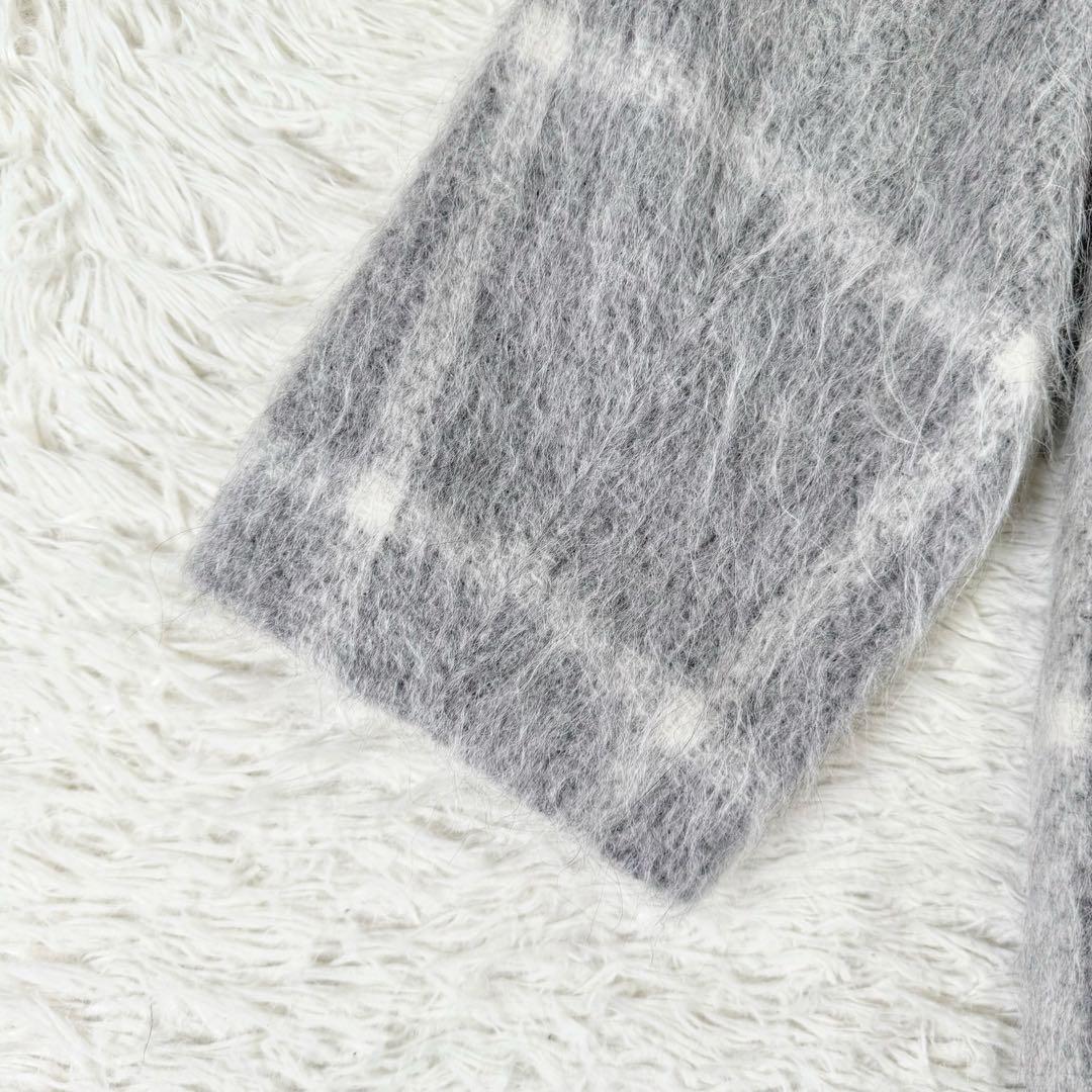 美品✨ 23区 マンテコ生地 シャギーチェック ダブルチェスターコート　グレー