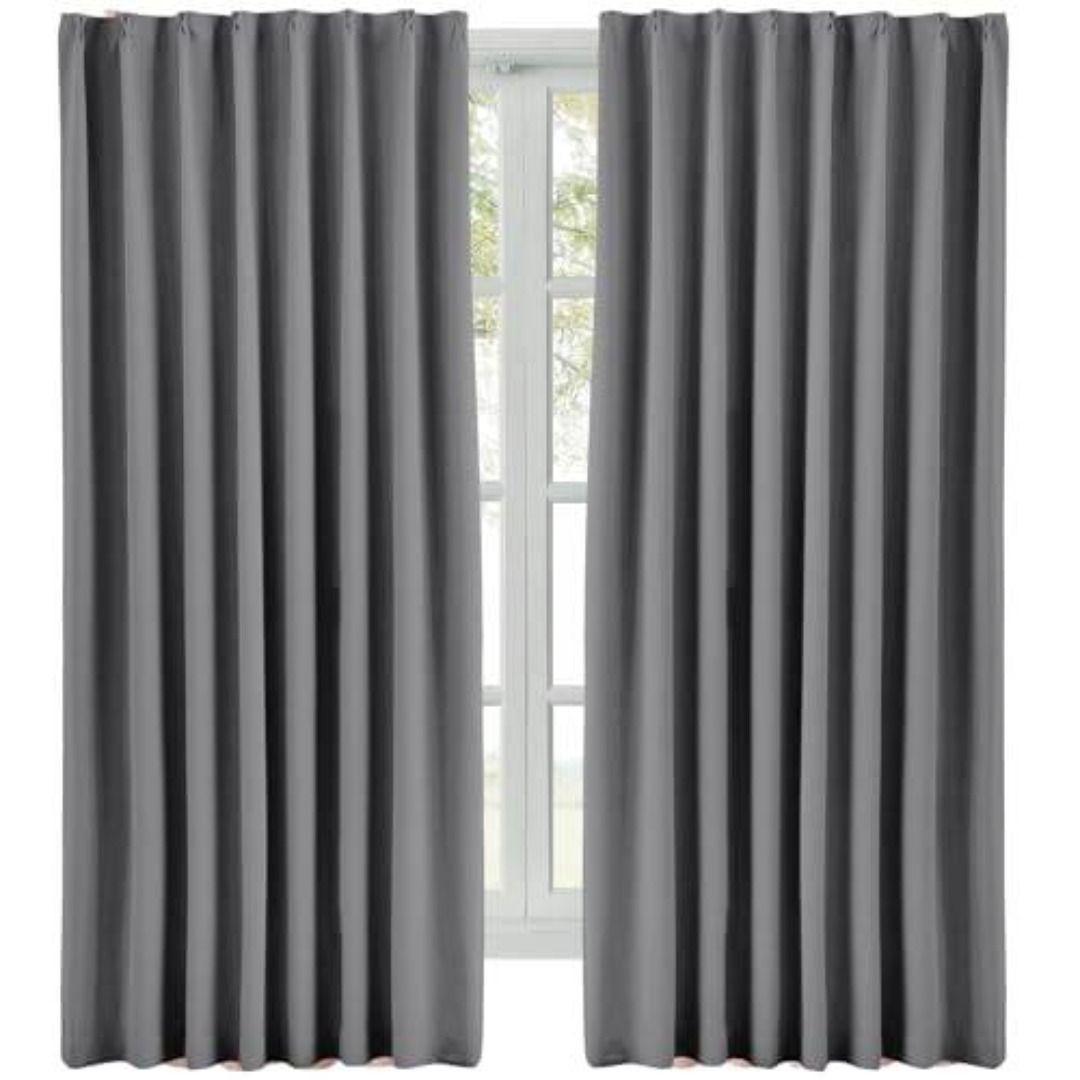 グレー プリーツカーテン 2枚セット