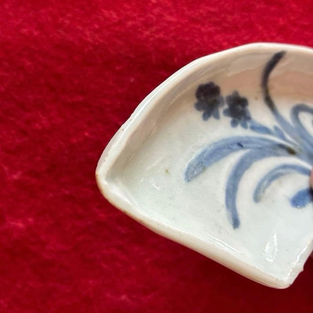 古伊万里　染付　水仙文　豆皿