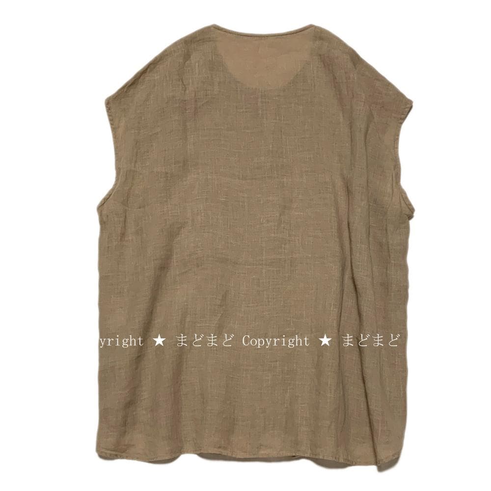 2021 ゴーシュ 80/1 リネン フレンチスリーブ シャツ 2 ブラウス 麻