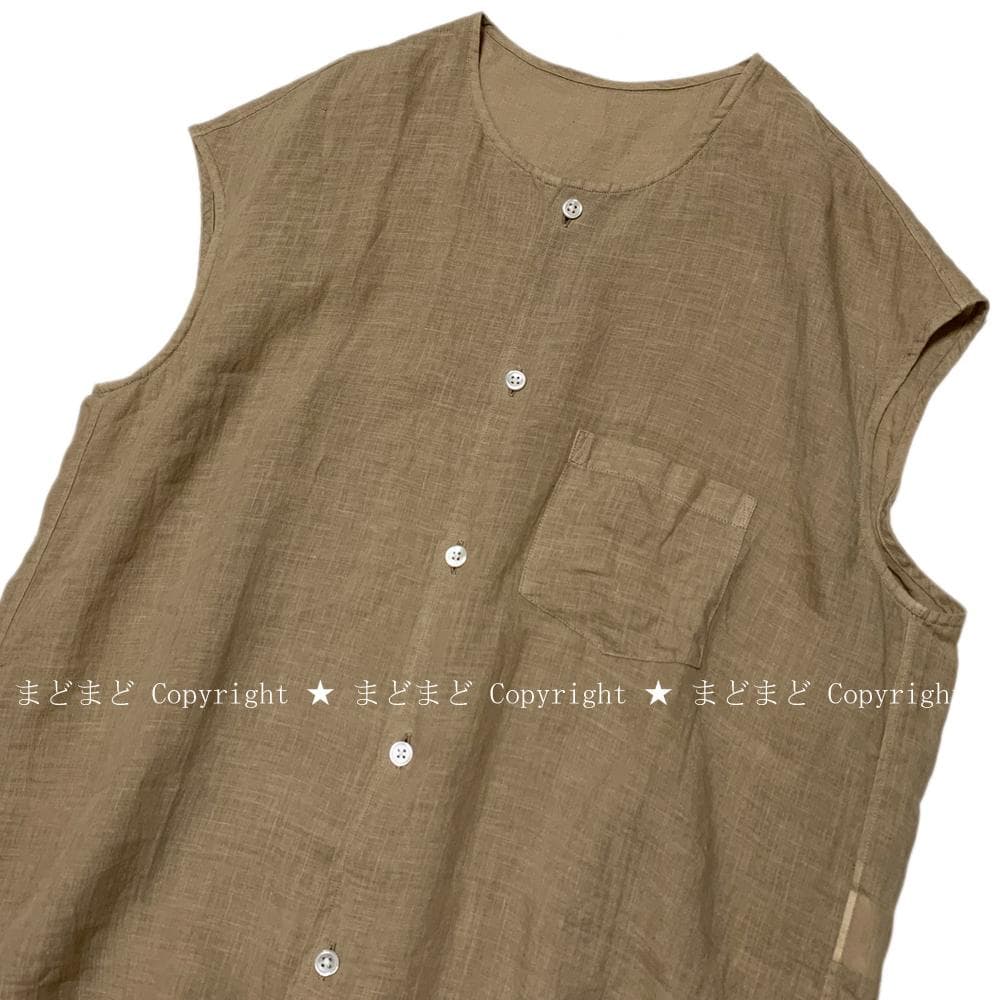 2021 ゴーシュ 80/1 リネン フレンチスリーブ シャツ 2 ブラウス 麻