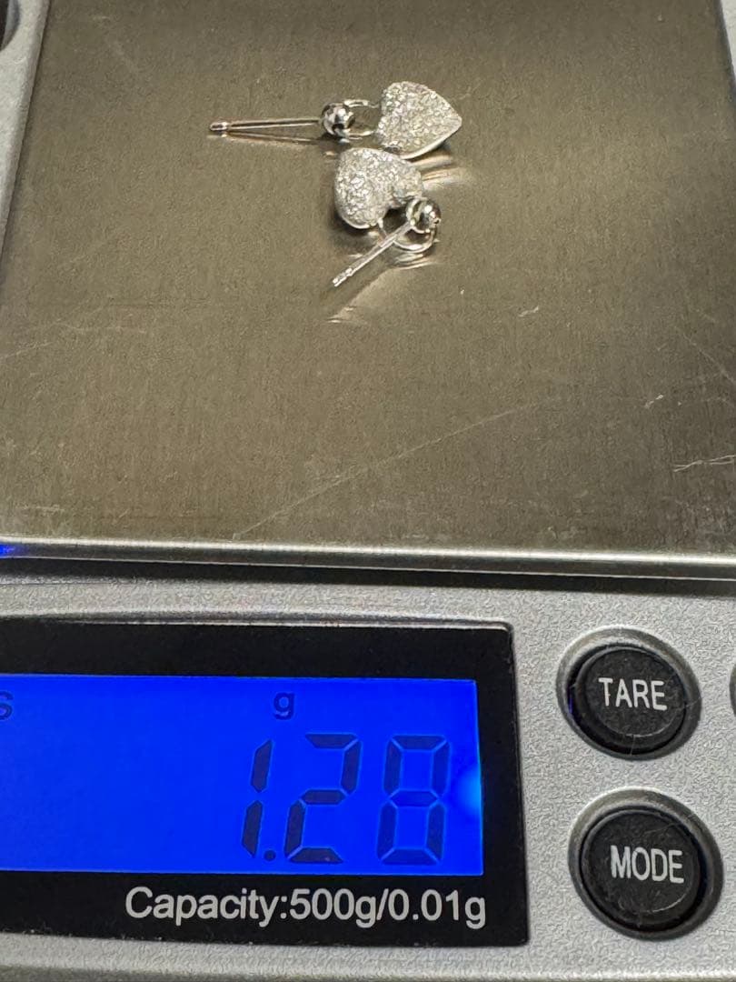 k18wg ハート ピアス スターダスト 光沢仕上げ 2way