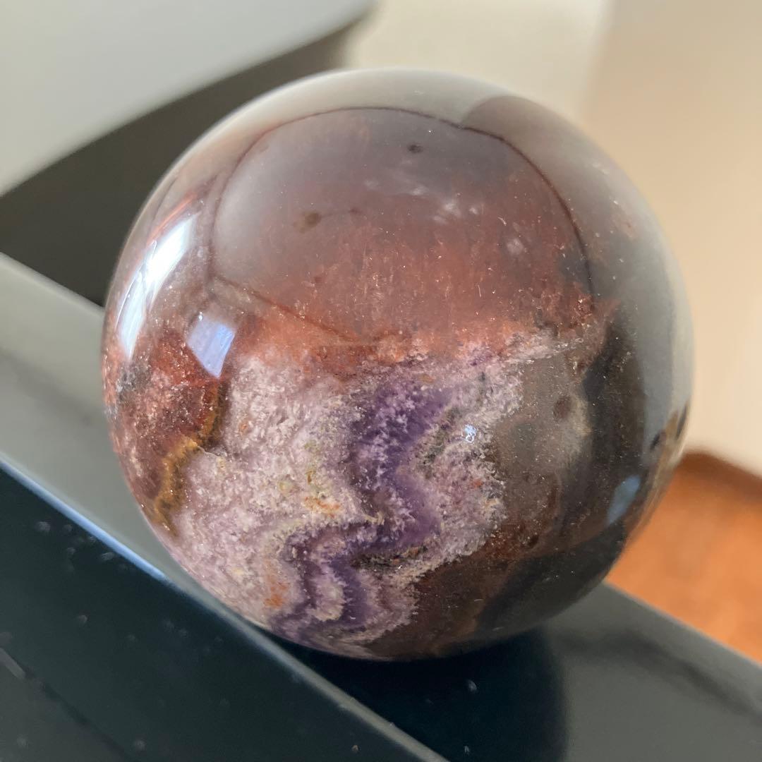 コレクションに！オーラライト23とフローライト共生　スフィア　天然石置物E177