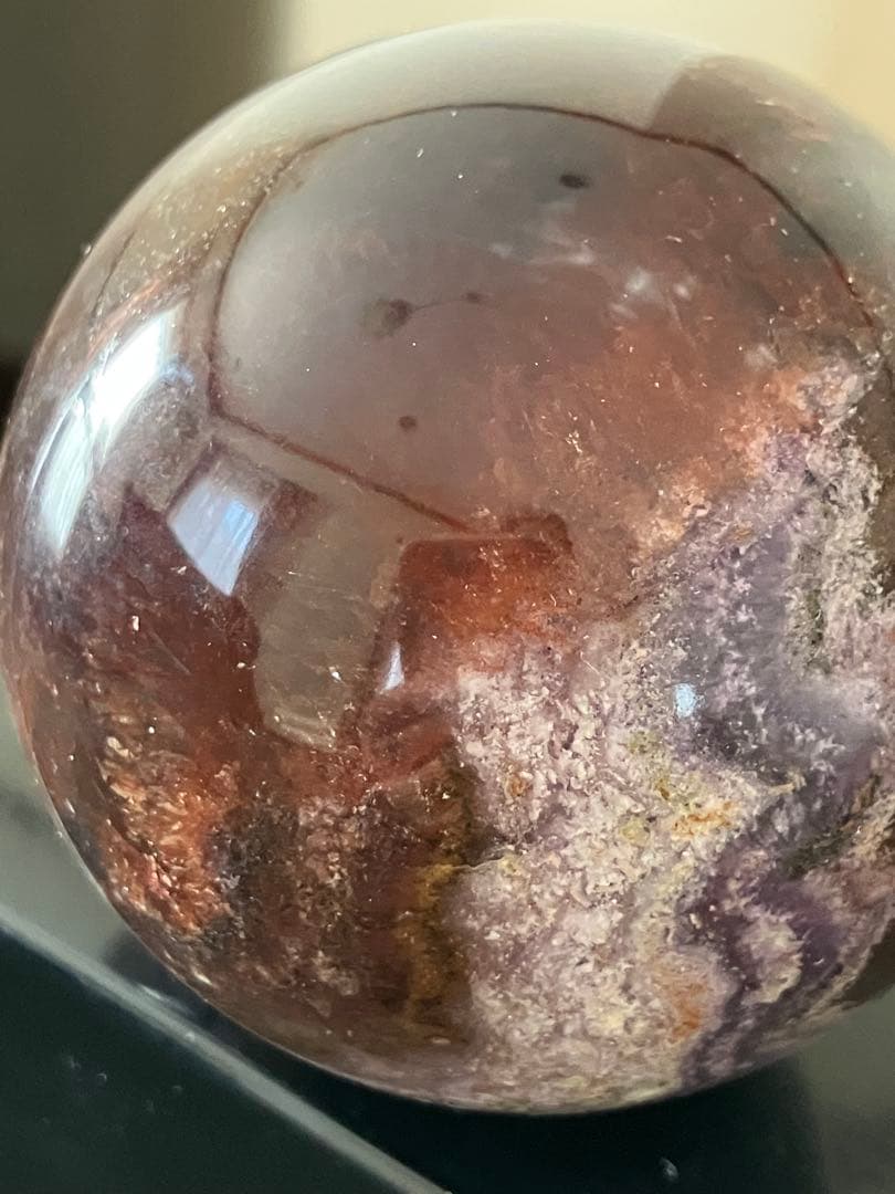 コレクションに！オーラライト23とフローライト共生　スフィア　天然石置物E177