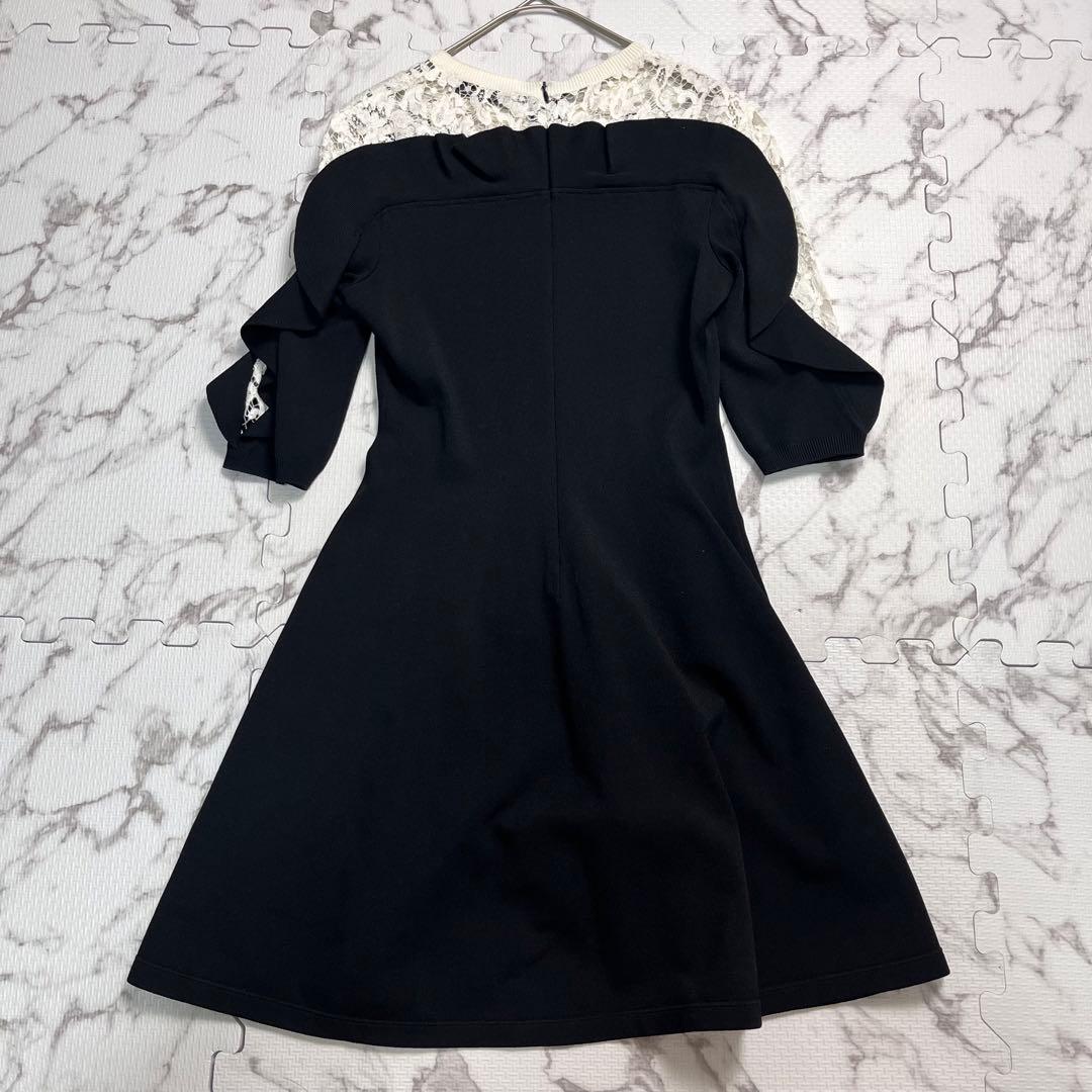 極美品✨ ヴァレンティノ レース フリル ミニワンピース 黒 ストレッチ 伸縮性