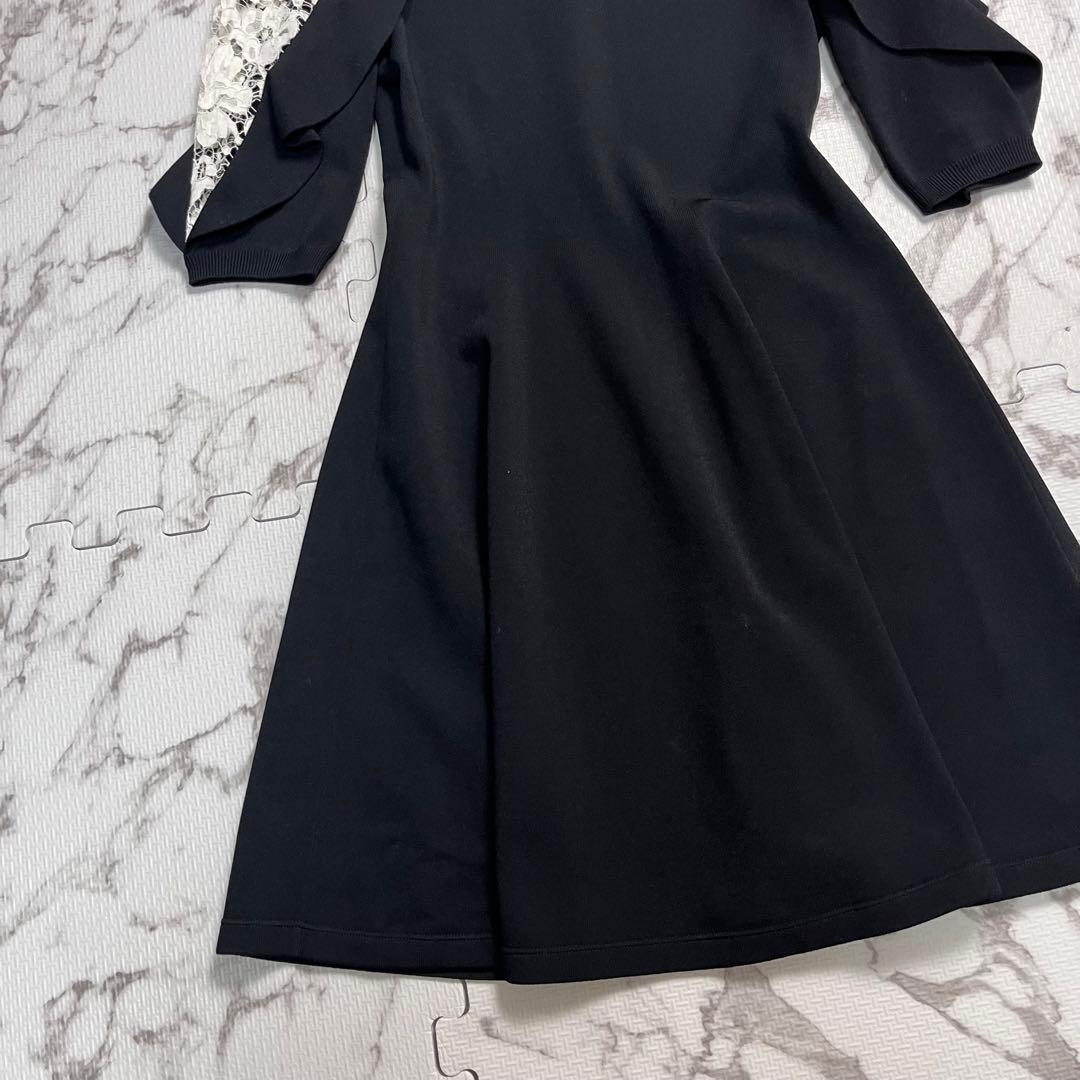 極美品✨ ヴァレンティノ レース フリル ミニワンピース 黒 ストレッチ 伸縮性