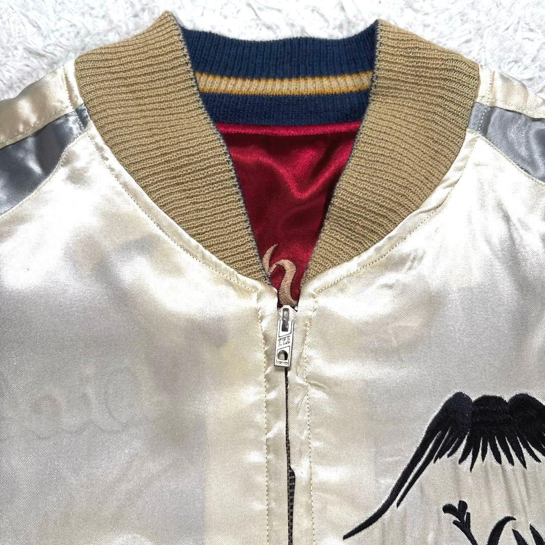 テーラー東洋　スカジャン　サテン　リバーシブル　鷲　日本地図　富士山　総刺繍　M