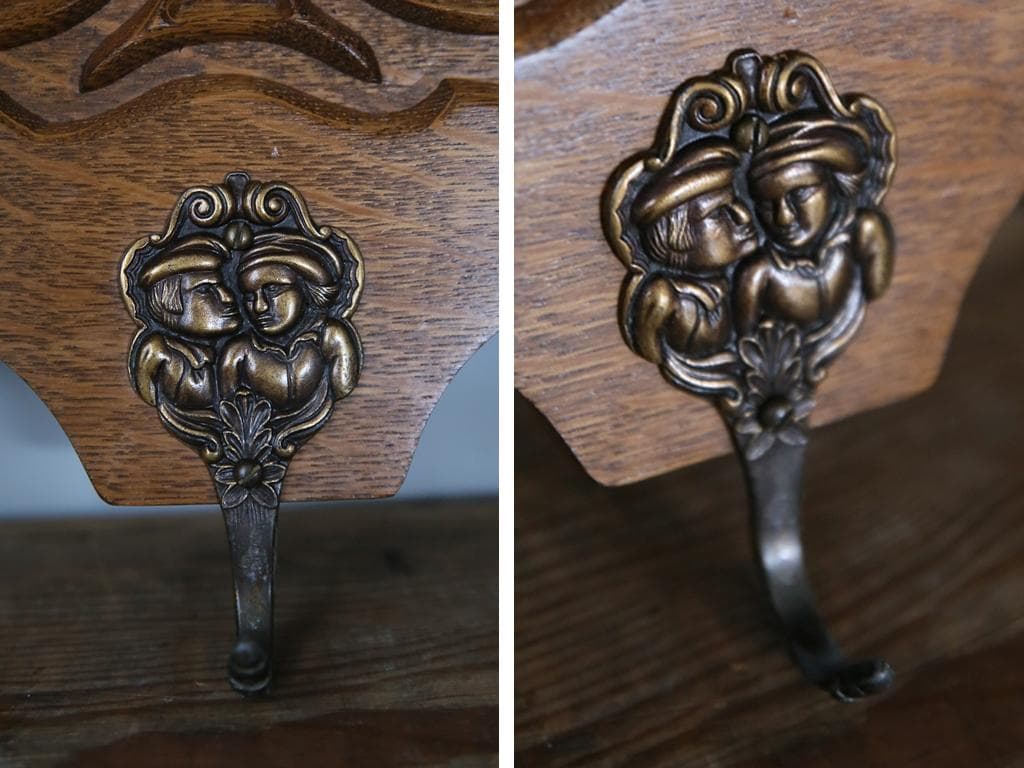 フランスアンティーク木製ウォールフック/シェルフ/壁掛けラック(86-175)