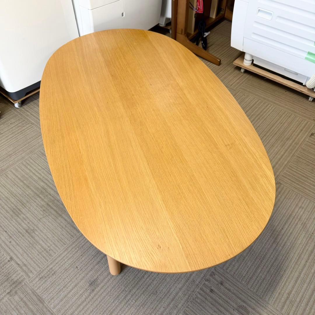 ②無印良品 134cm幅楕円形こたつ リビングこたつ ローテーブル タモ材