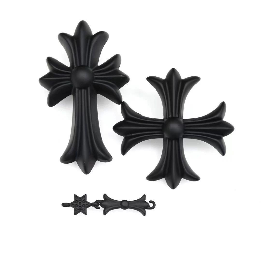 バカデカFAKE HEARTSクロスブラック 十字架 ネックレス　クロムハーツ