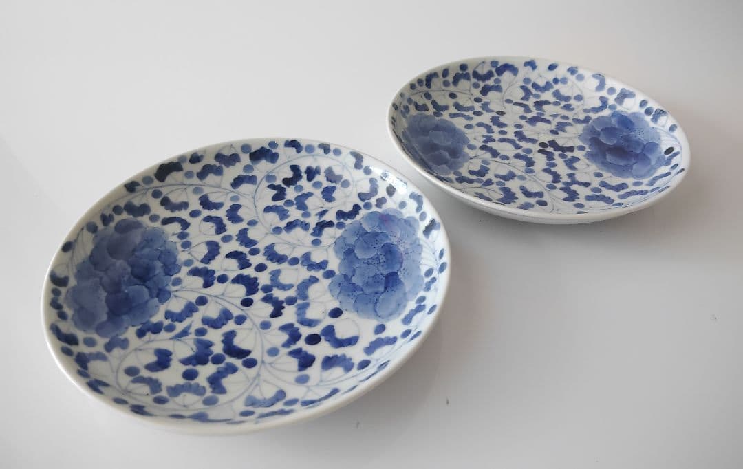 唐草牡丹絵　五寸皿(5枚) 　手造　手描　山口洋一　作家物　有田焼