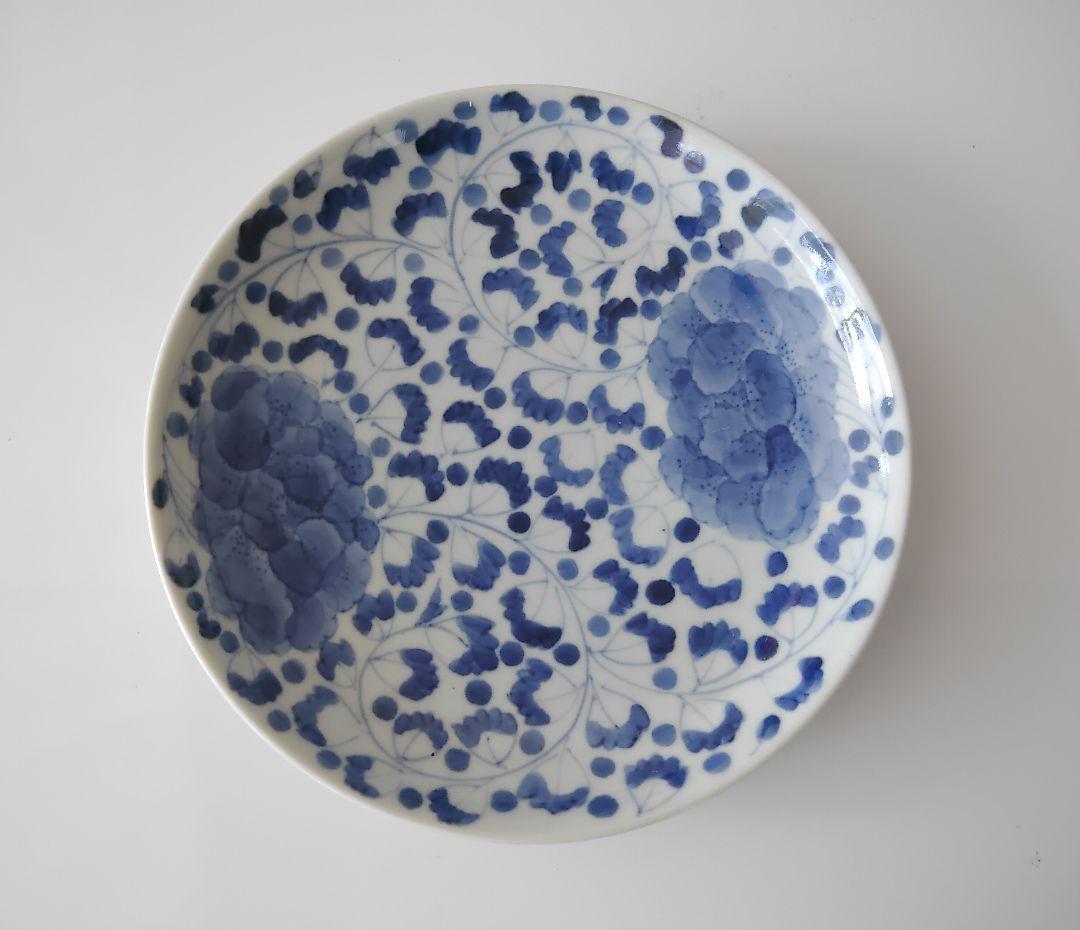 唐草牡丹絵　五寸皿(5枚) 　手造　手描　山口洋一　作家物　有田焼