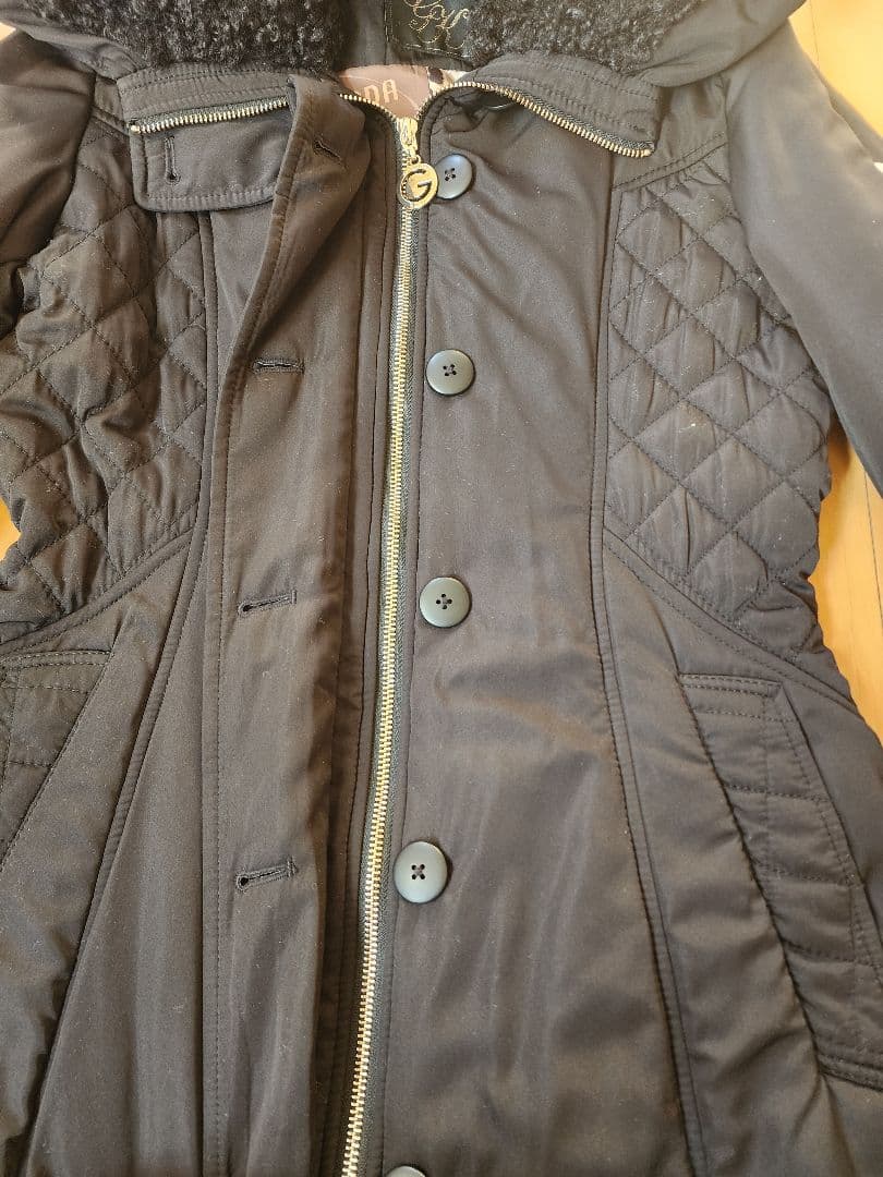 【美品】伊太利屋　キルティング中綿　Xライン　ロングコート