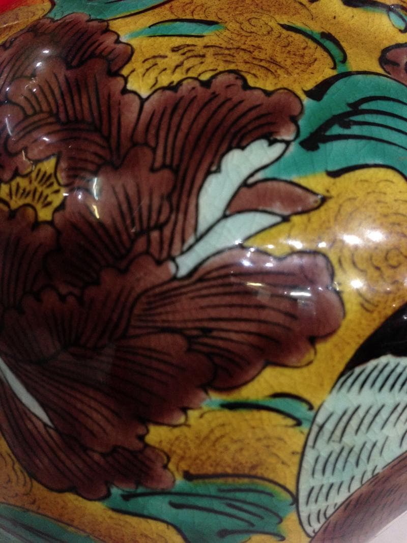 ★古美術！　吉田屋　花鳥紋飾大徳利　江戸時代後期　胴径 15cm 高 27cm