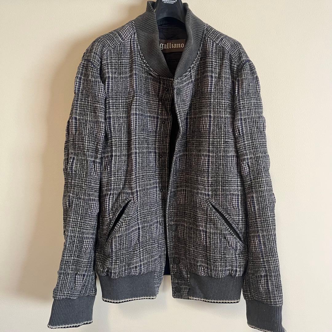 John Galliano グレー チェック柄 ブルゾン