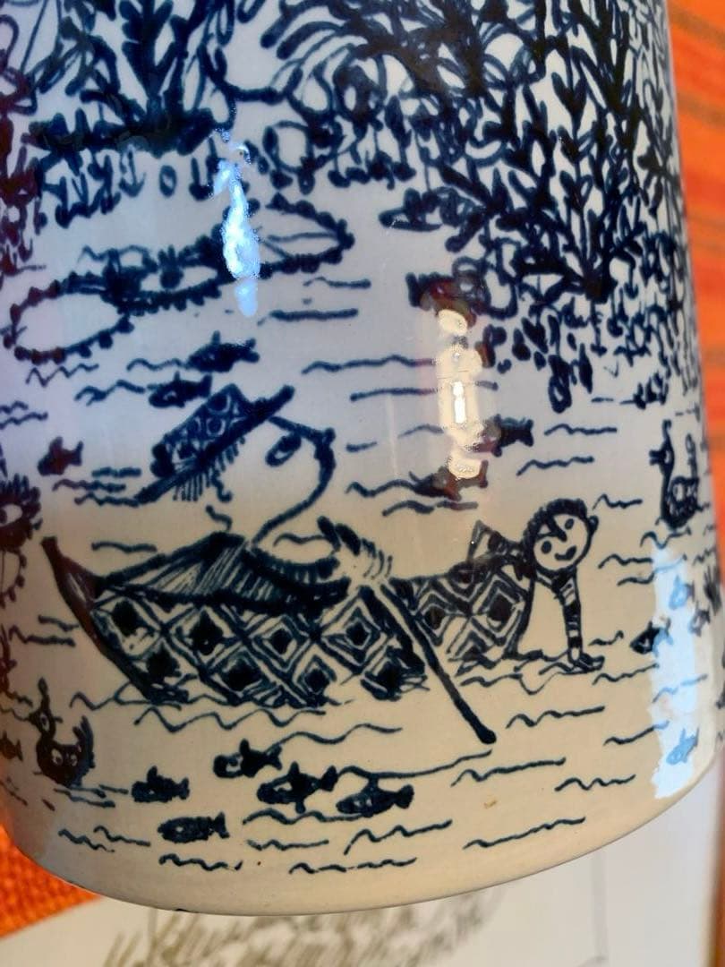 ビヨンヴィンブラッド　レアなビンテージニモール窯のユニークなジョッキ型大型花瓶！