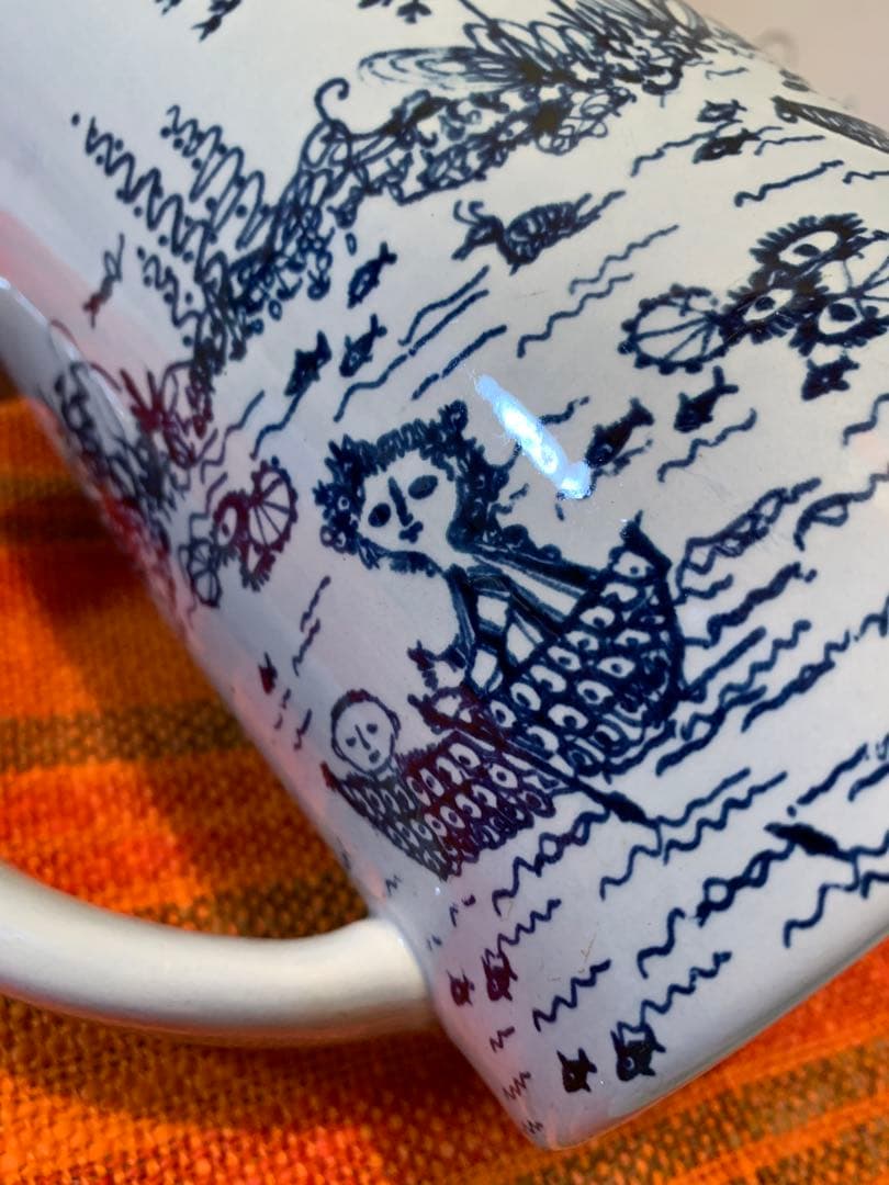 ビヨンヴィンブラッド　レアなビンテージニモール窯のユニークなジョッキ型大型花瓶！