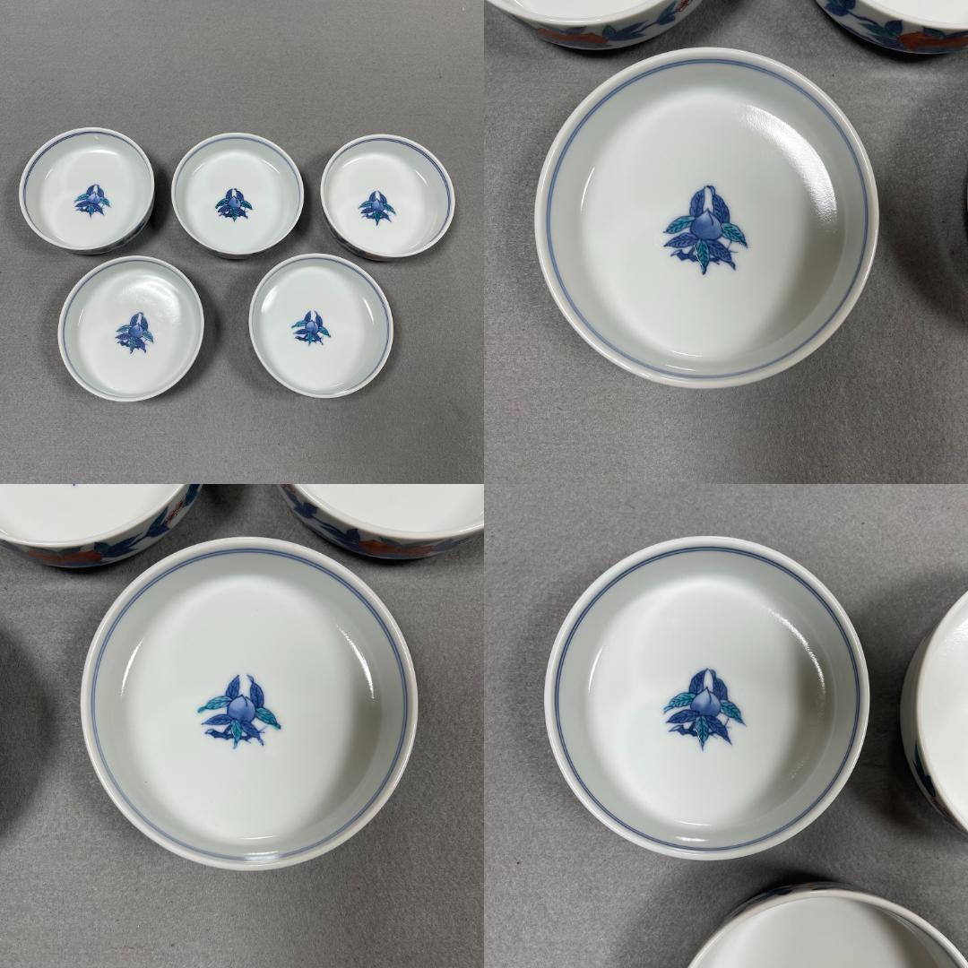 今泉今右衛門 窯 12代 錦桃絵 深小皿 5枚（共箱・栞・美品）