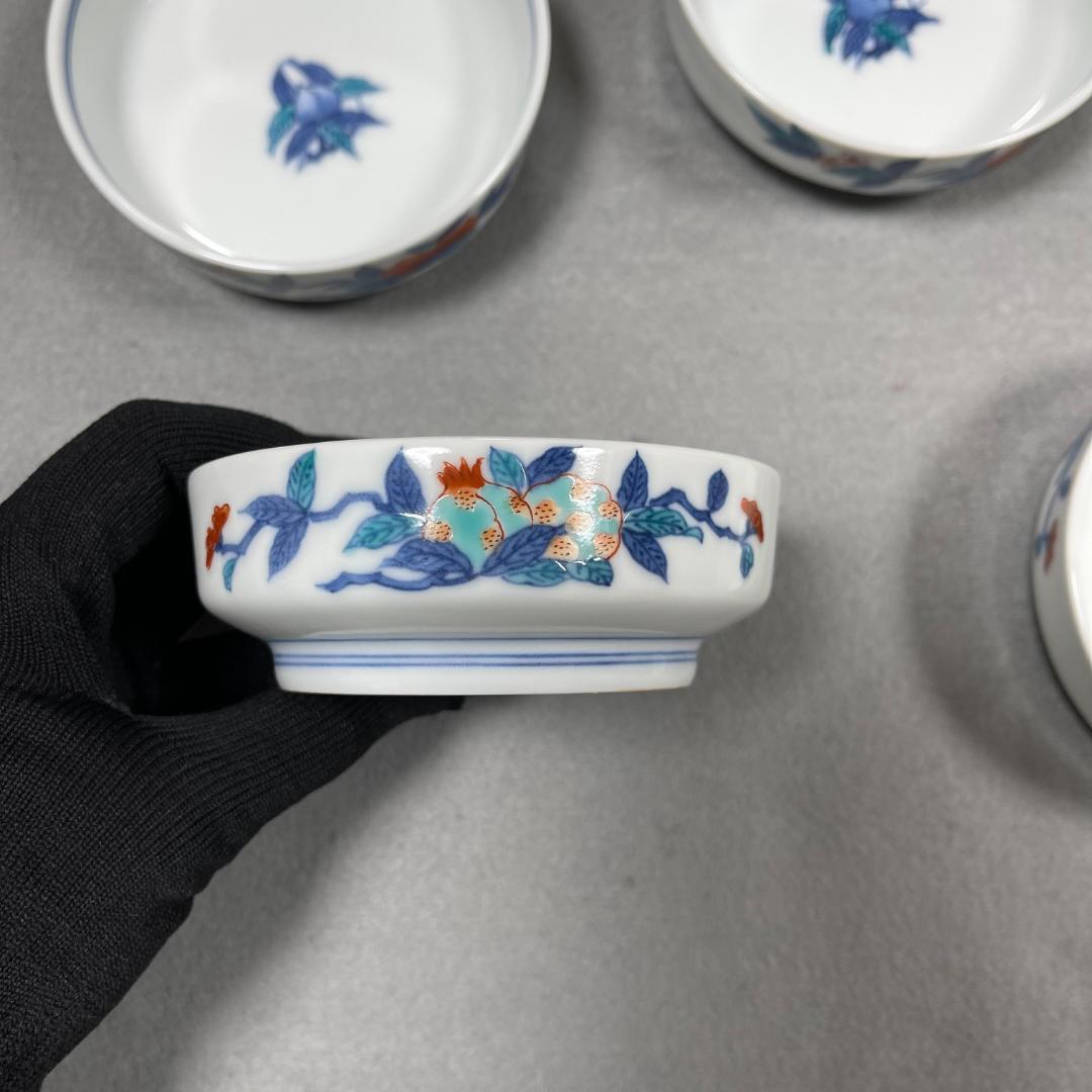 今泉今右衛門 窯 12代 錦桃絵 深小皿 5枚（共箱・栞・美品）