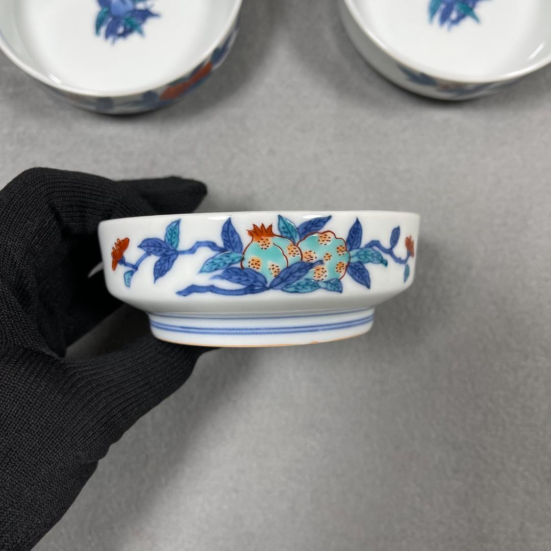 今泉今右衛門 窯 12代 錦桃絵 深小皿 5枚（共箱・栞・美品）