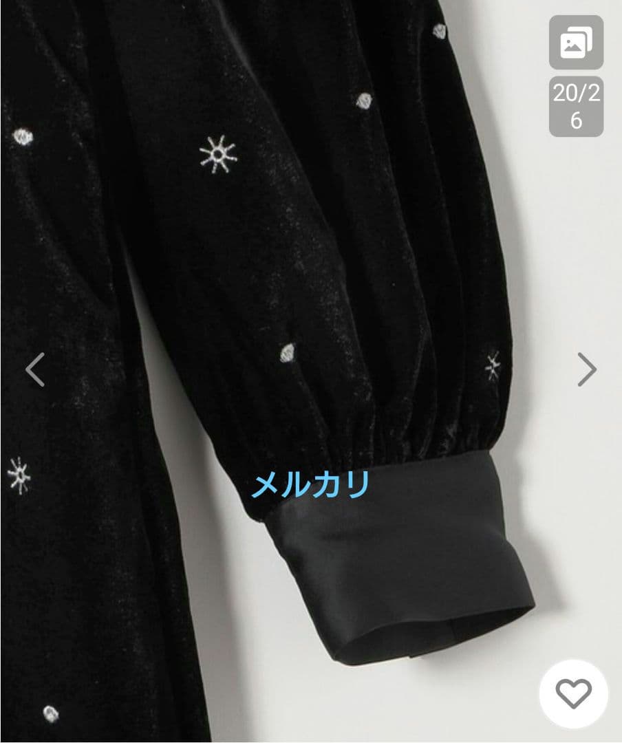 SHIPS any　ベロア 刺繍 タック フレア ワンピース　美品