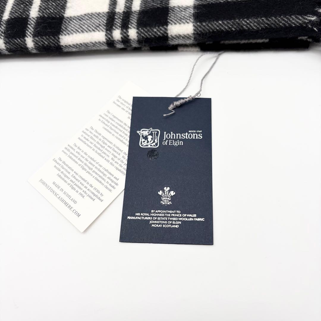 【新品】ジョンストンズ 大判カシミヤストール 黒白