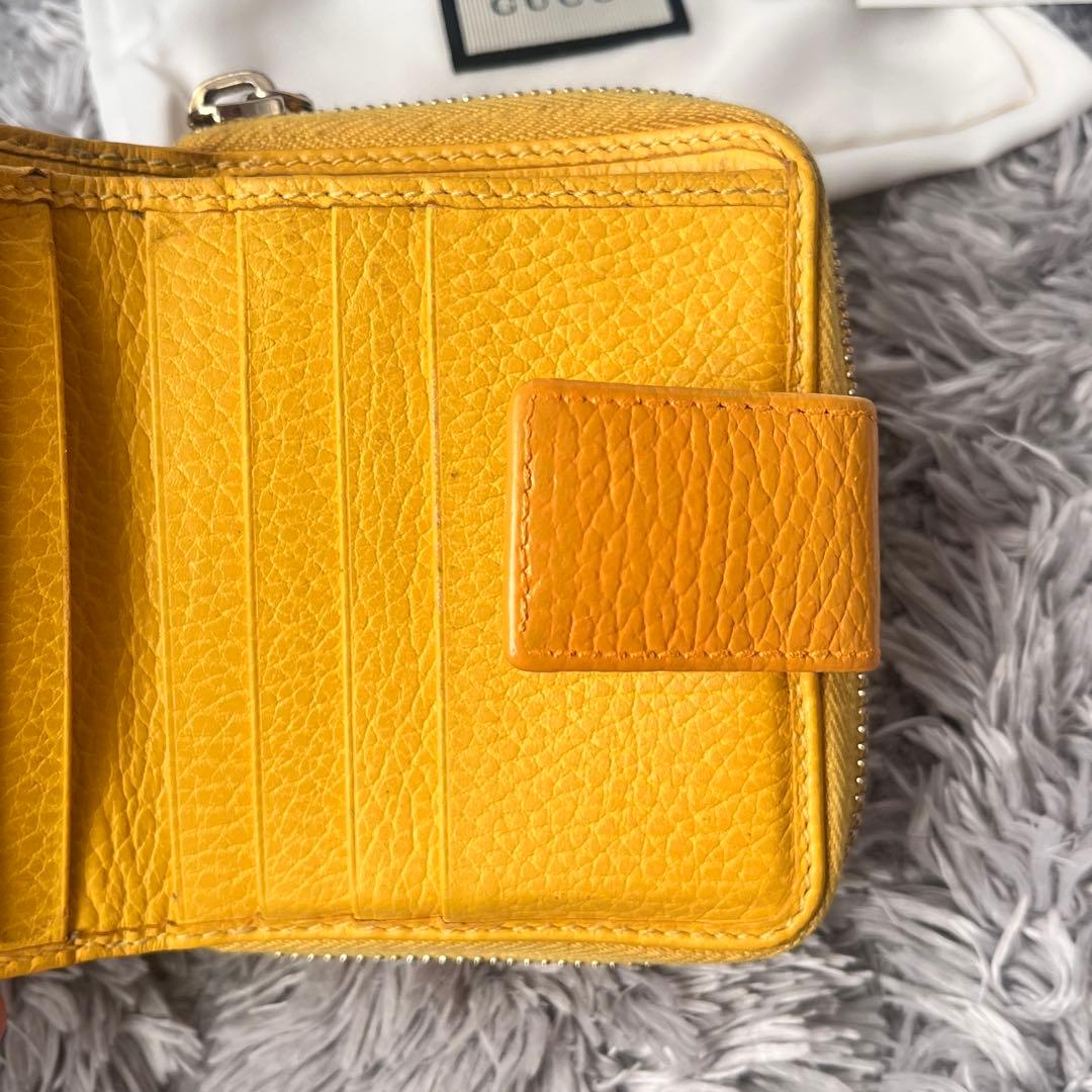 GUCCI 折り財布　GGキャンバス イエロー　ラウンドファスナー