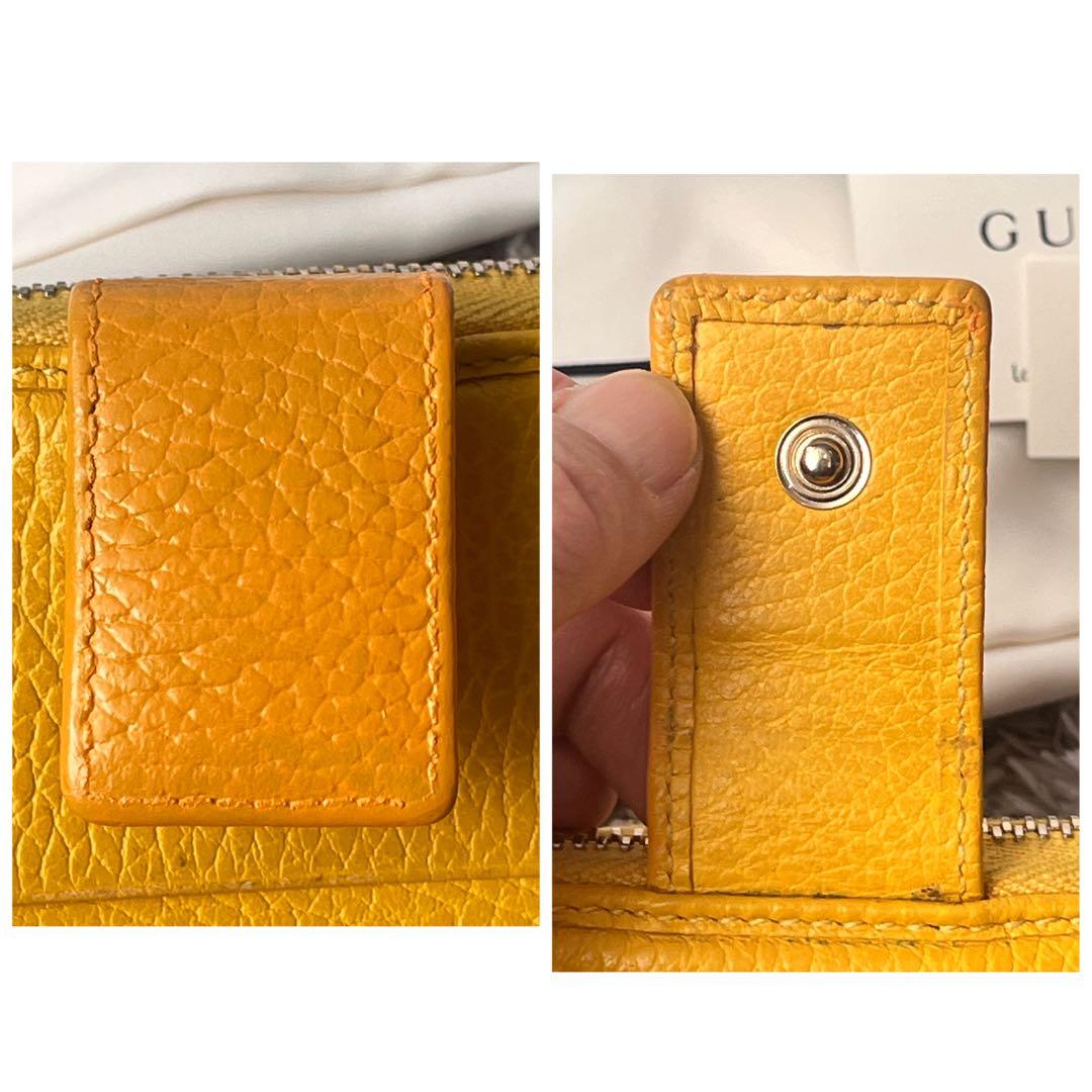 GUCCI 折り財布　GGキャンバス イエロー　ラウンドファスナー