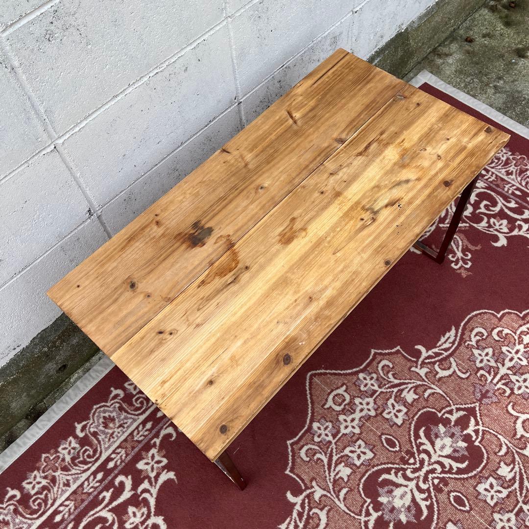 古家具◾️古材天板×金属製フレーム ローテーブル コーヒーテーブル サイドテーブル